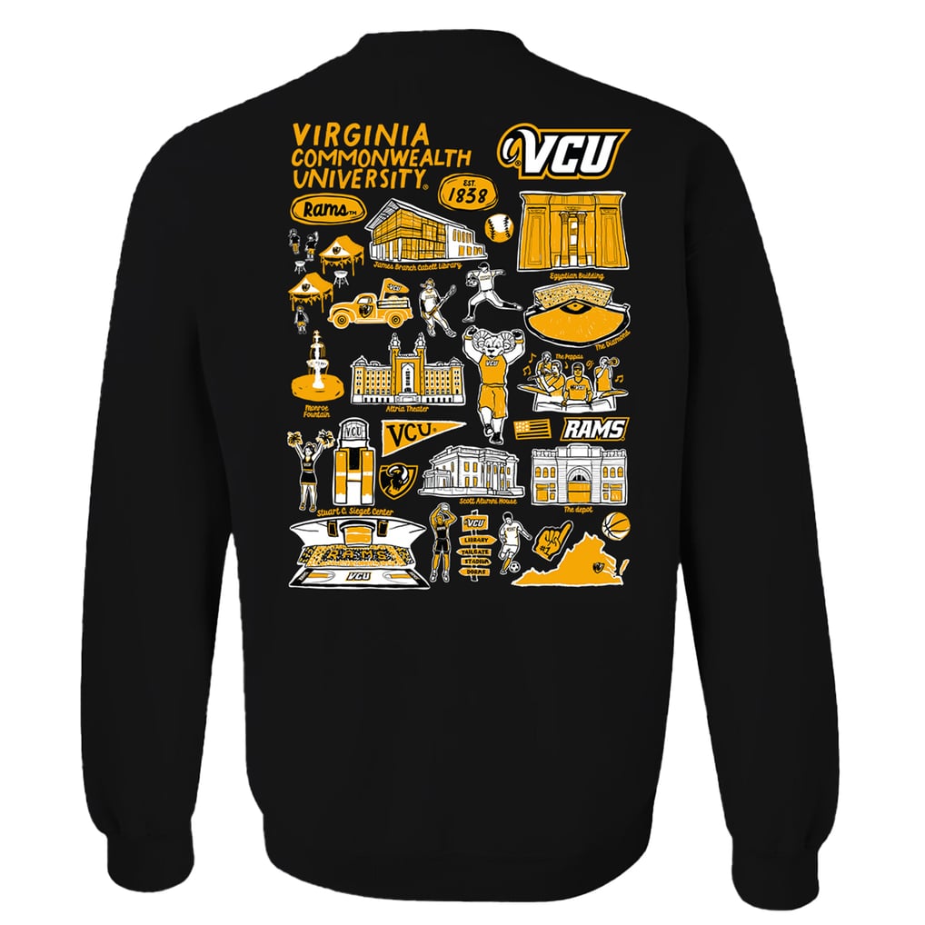  VCU Rams Vive La Fete Women's Impressions Artwork Pullover Sweatshirt - Black