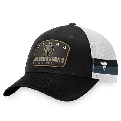 Vegas Golden Knights Fanatics Fundamental Striped Trucker Adjustable Hat - Black/White