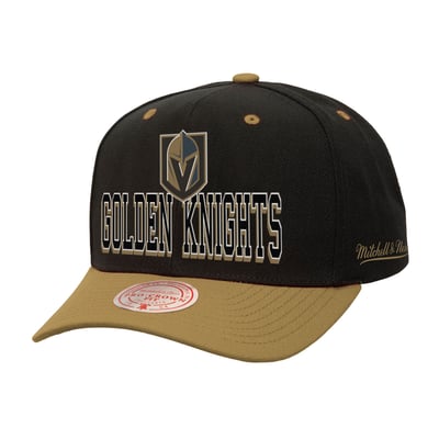 Vegas Golden Knights Mitchell & Ness Backside Script Two-Tone Pro Crown Adjustable Hat - Black/Gold