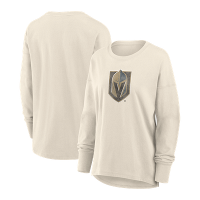 Vegas Golden Knights Fanatics Women's Distressed Logo Long Sleeve T-Shirt - Cream