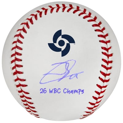 Jackson Chourio Venezuela Baseball Autographed Fanatics Authentic 2026 World Baseball Classic Champions Baseball with "26 WBC Champs" Inscription