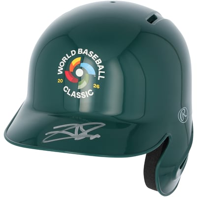 Jackson Chourio Venezuela Baseball Autographed Fanatics Authentic 2026 World Baseball Classic Logo Mini Batting Helmet