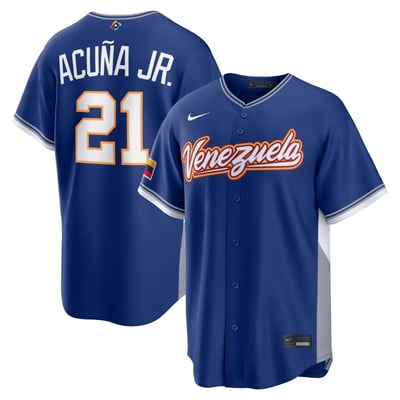 Ronald Acuña Jr. Venezuela Baseball Nike 2026 World Baseball Classic Road Stadium Jersey - Royal
