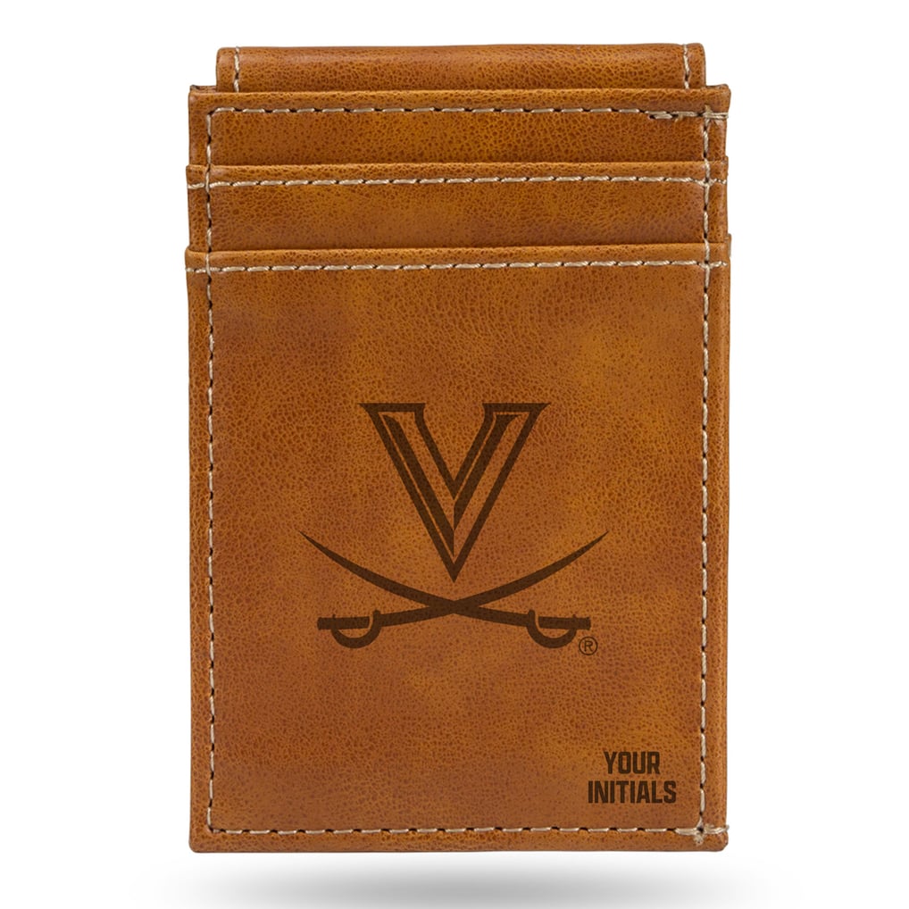 Virginia Cavaliers Personalized Front Pocket Wallet - Brown
