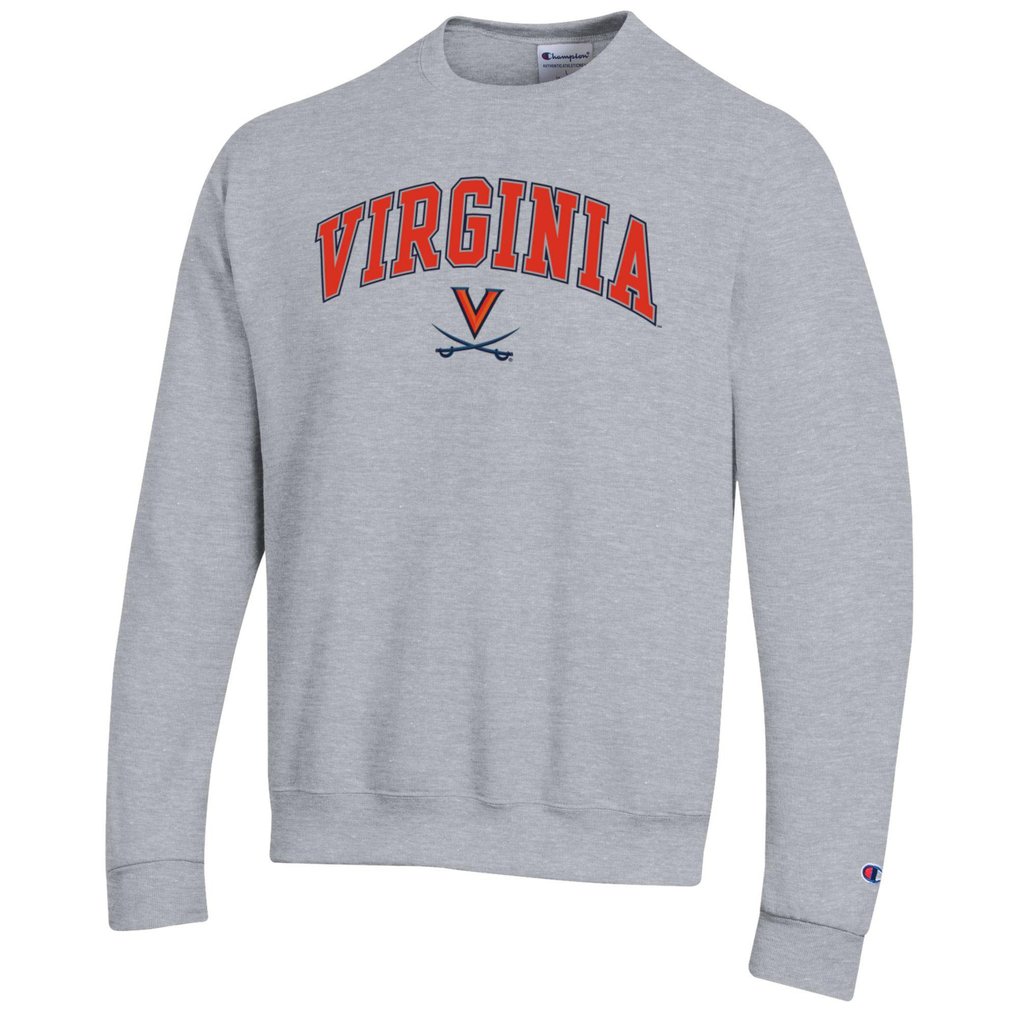  Virginia Cavaliers Champion Basic Arch Fleece Pullover Sweatshirt - Heather Gray