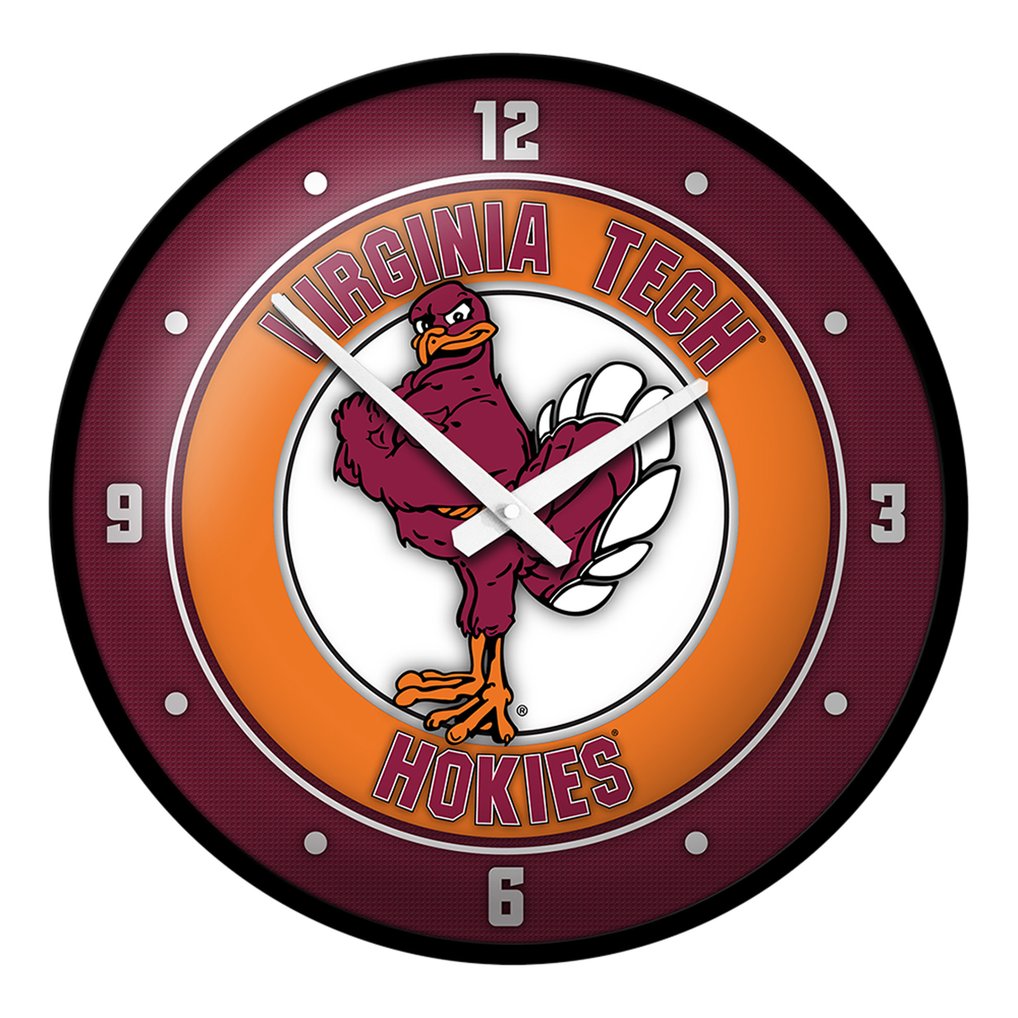 Virginia Tech Hokies Mascot Modern Disc Wall Clock - Black