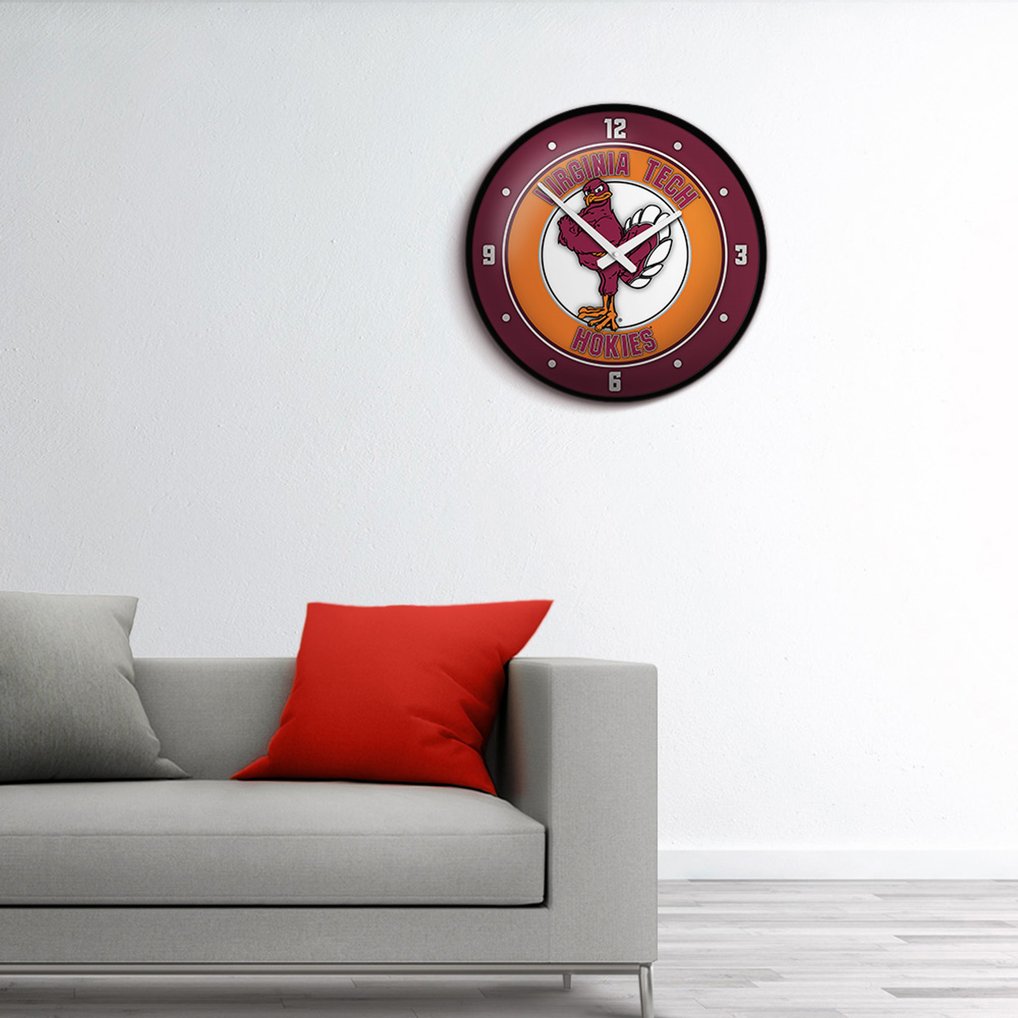 Virginia Tech Hokies Mascot Modern Disc Wall Clock - Black