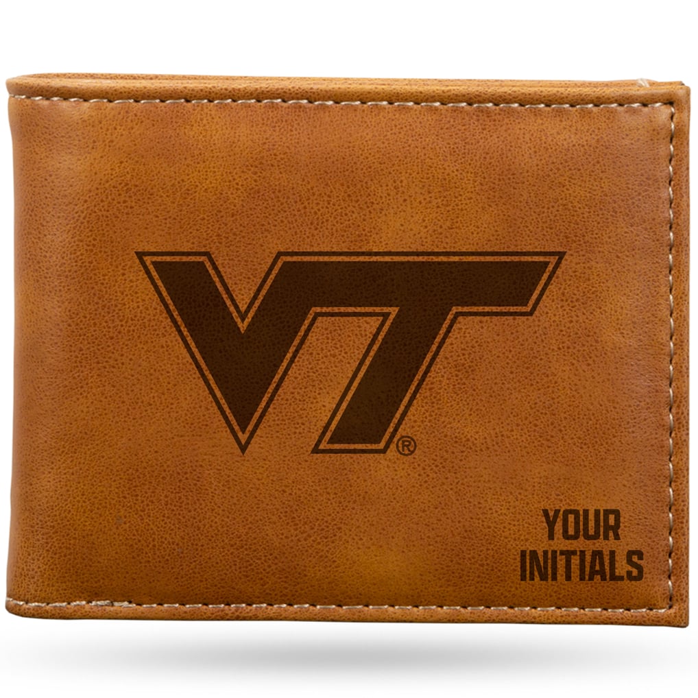 Virginia Tech Hokies Personalized Billfold Wallet - Brown
