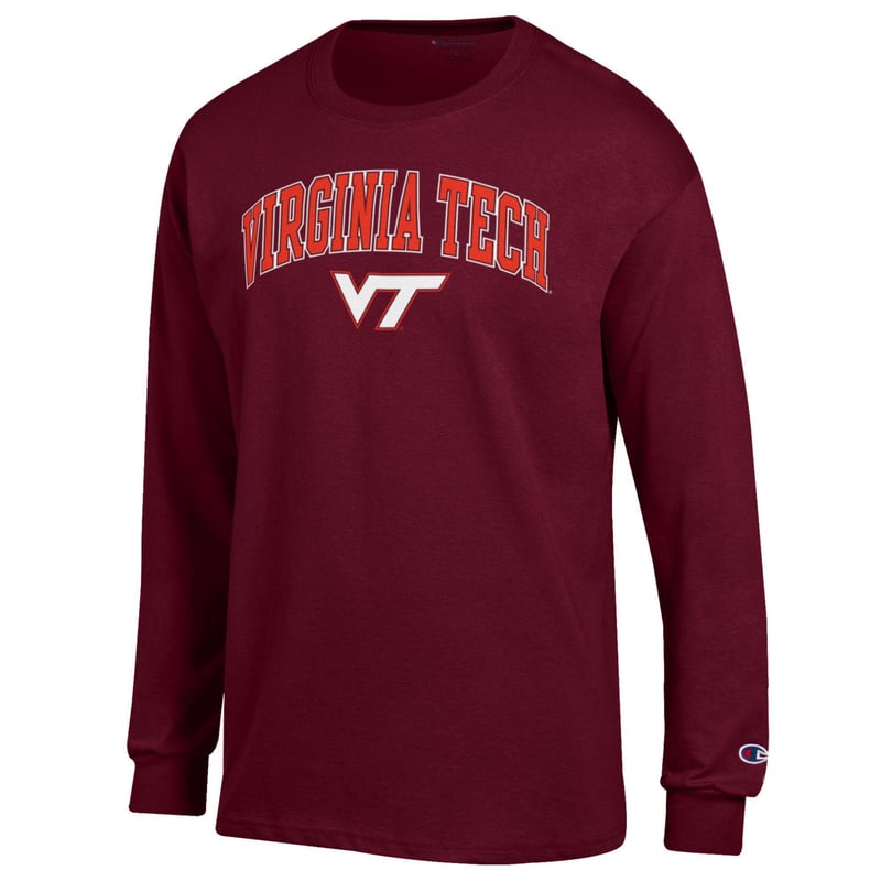 Men's Champion Maroon Virginia Tech Hokies Arch Over Logo Long Sleeve T ...