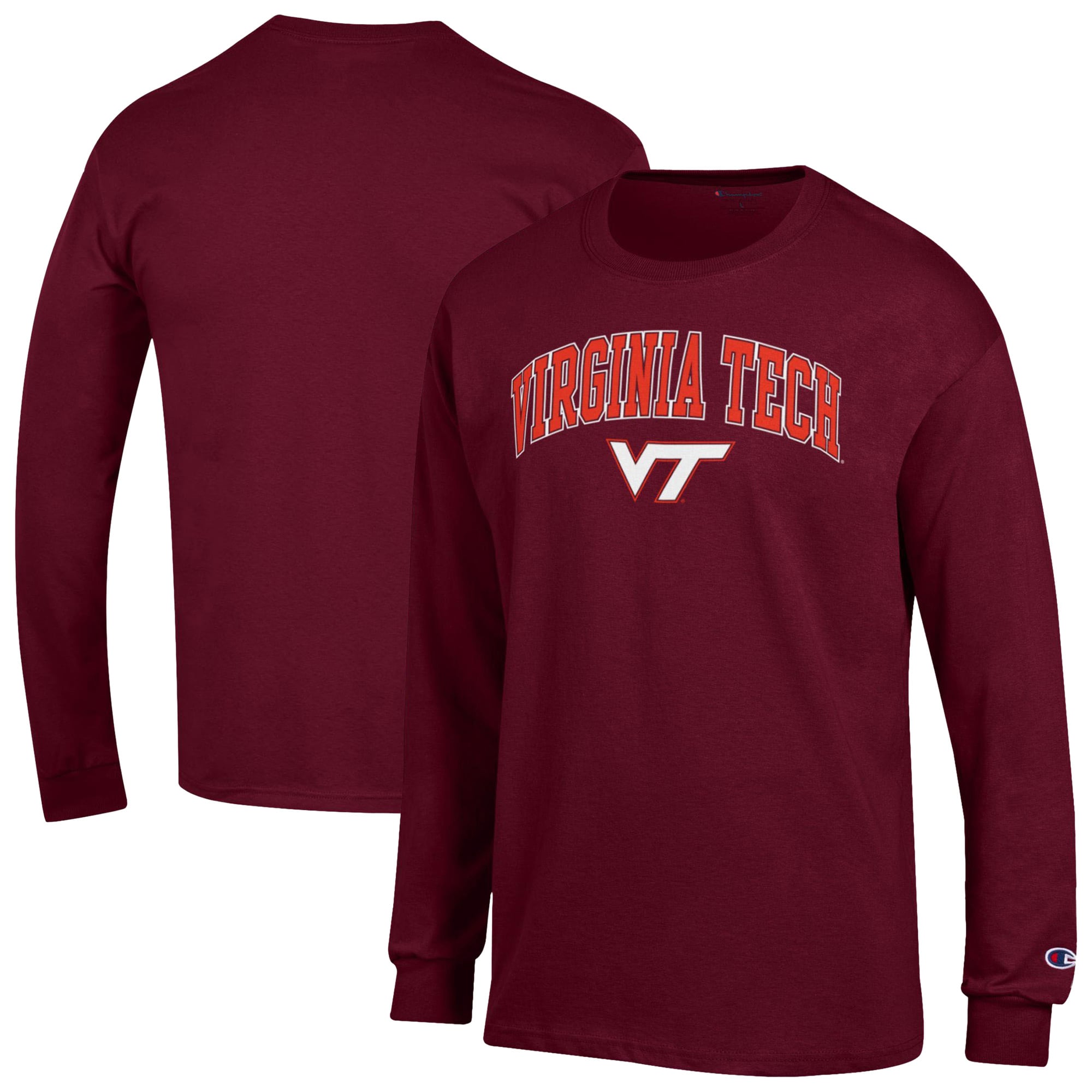Men's Champion Maroon Virginia Tech Hokies Arch Over Logo Long Sleeve T ...