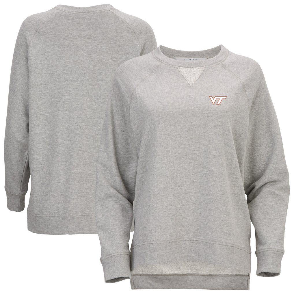  Virginia Tech Hokies Women's Harlow Terry Raglan Pullover Sweatshirt - Heather Gray