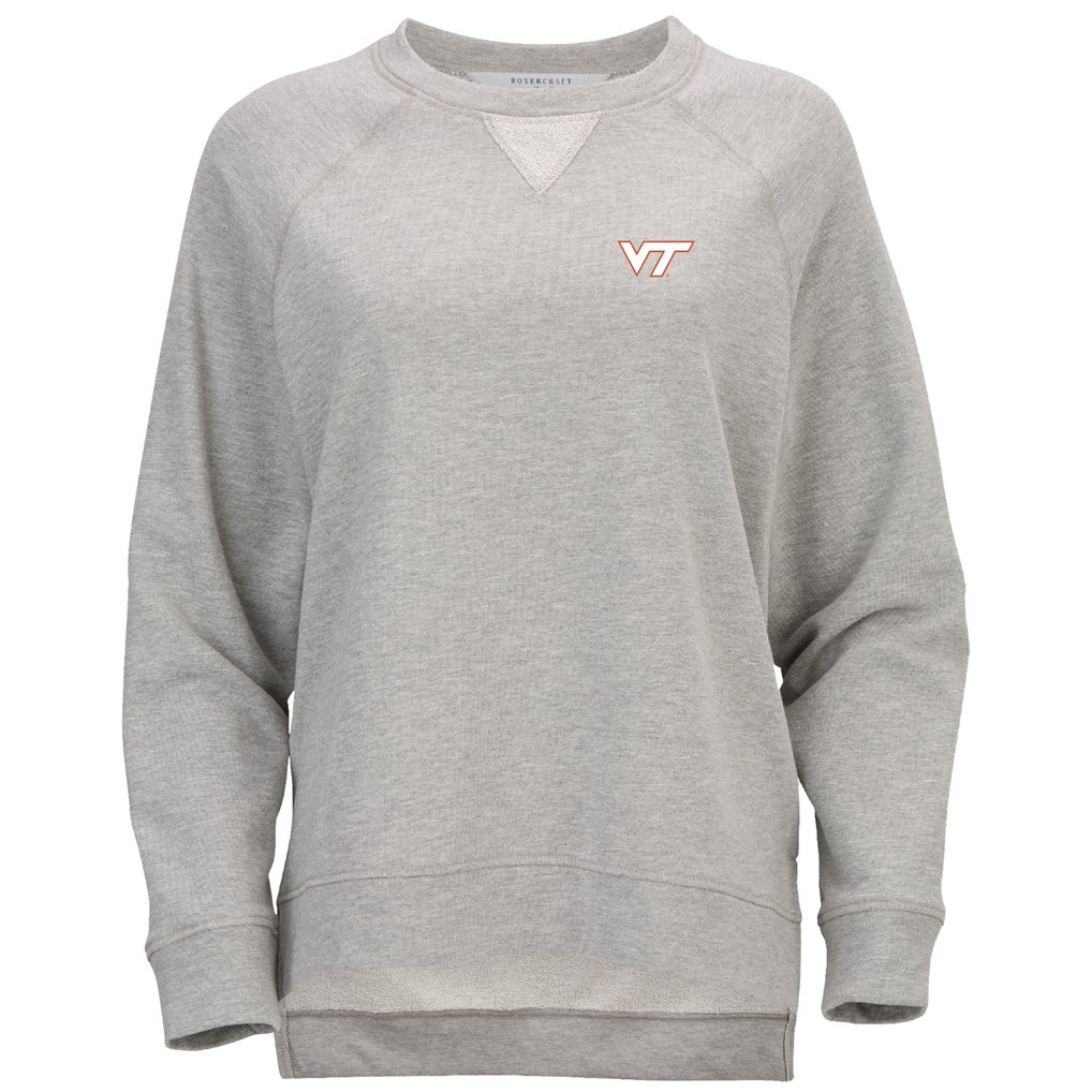  Virginia Tech Hokies Women's Harlow Terry Raglan Pullover Sweatshirt - Heather Gray