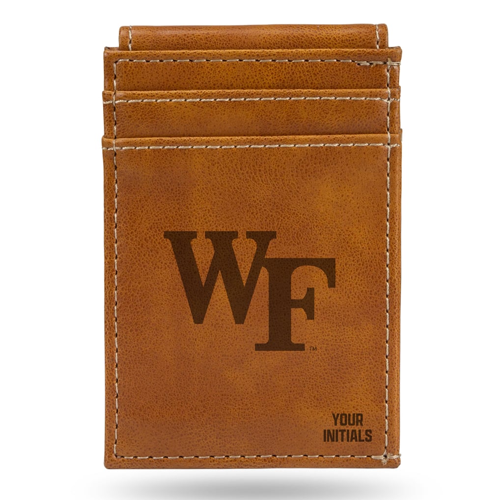 Wake Forest Demon Deacons Personalized Front Pocket Wallet - Brown