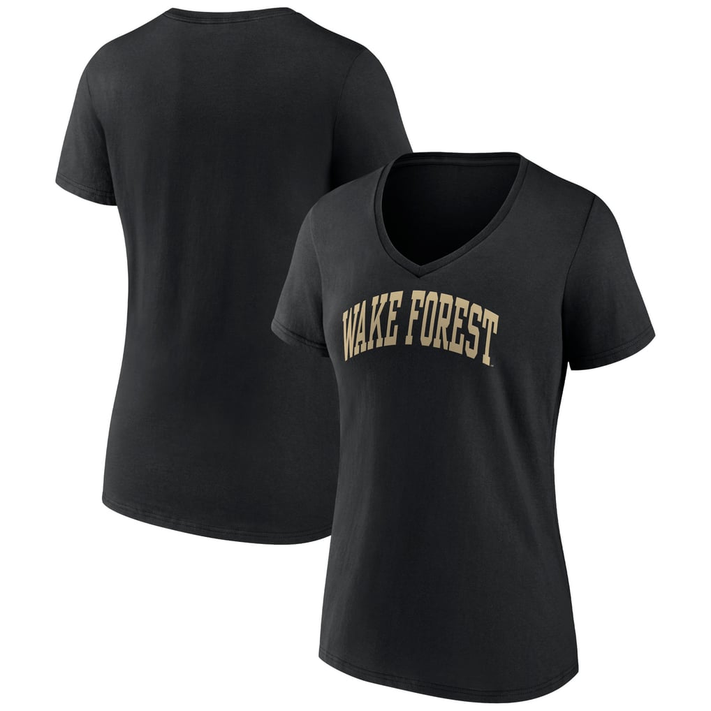 Wake Forest Demon Deacons Women's Basic Arch V-Neck T-Shirt - Black