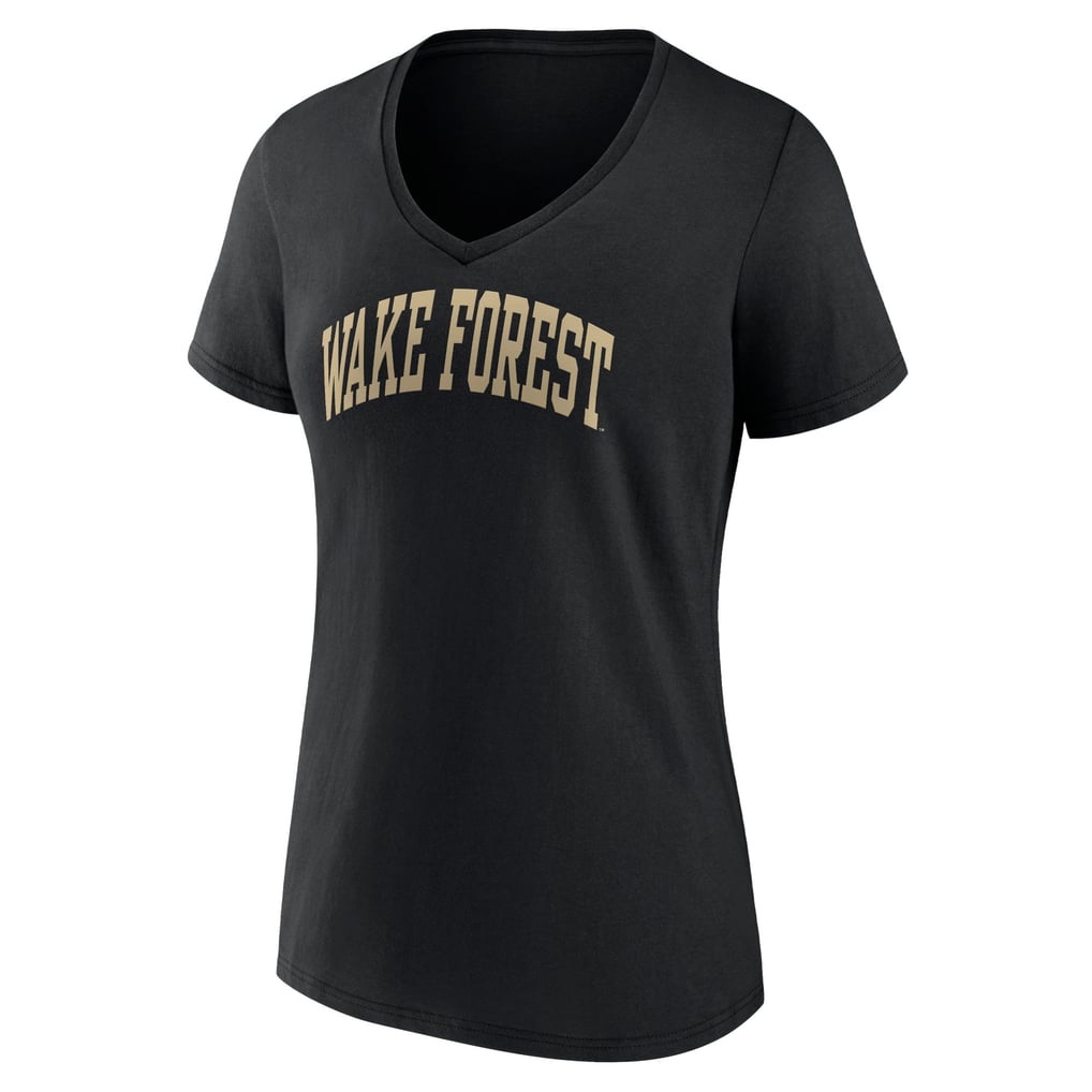 Wake Forest Demon Deacons Women's Basic Arch V-Neck T-Shirt - Black