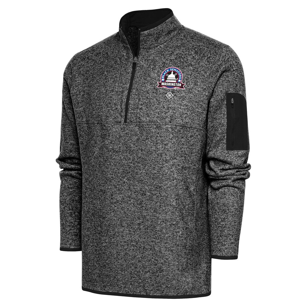 Washington Black Senators Antigua Fortune Quarter-Zip Pullover Jacket - Heather Black