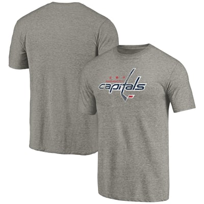 Washington Capitals Distressed Team Logo Tri-Blend T-Shirt - Ash