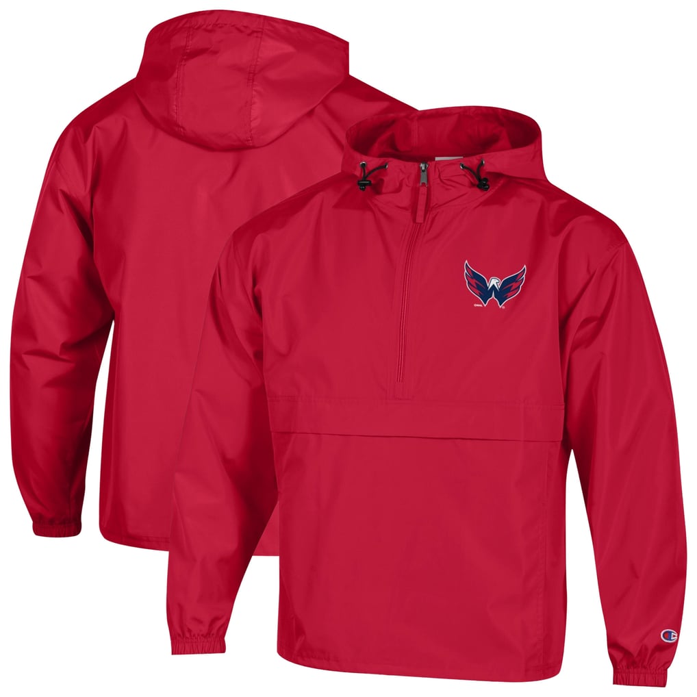  Washington Capitals Champion Packable Windbreaker Half-Zip Jacket - Red