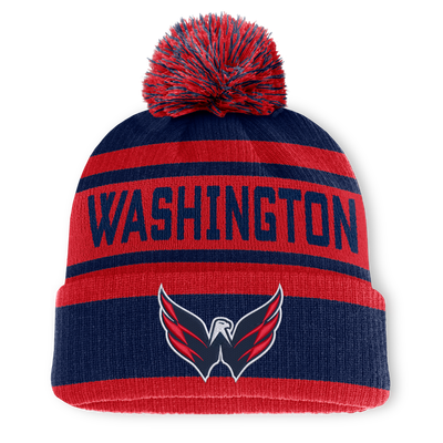 Washington Capitals Fanatics Fundamental Cuffed Knit Hat with Pom - Navy/Red