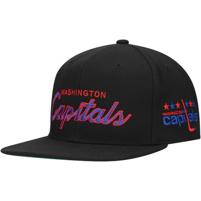 Washington Capitals Mitchell & Ness Core Team Script 2.0 Snapback Hat - Black