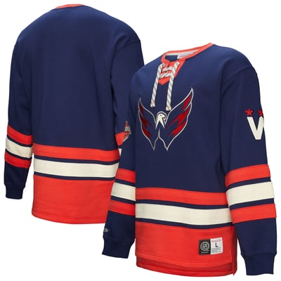 Washington Capitals Heritage Lace-Up Pullover Sweatshirt - Navy