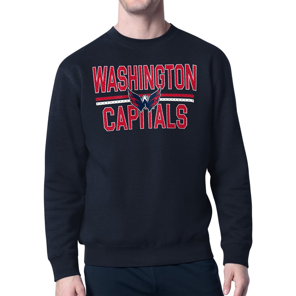 Washington Capitals Starter Mesh Look Team Name Logo Pullover Sweatshirt - Navy