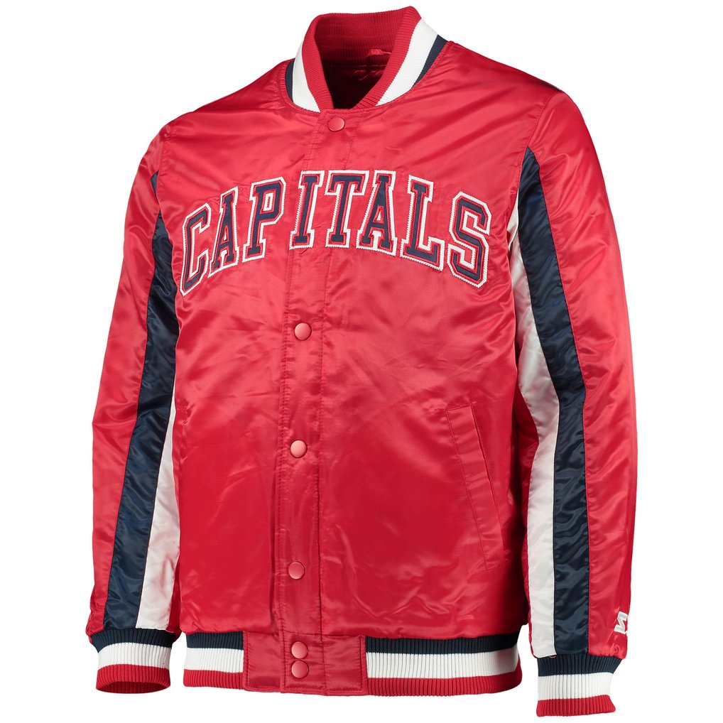 Washington Capitals Starter The Ace Varsity Full-Snap Satin Jacket - Red/Black