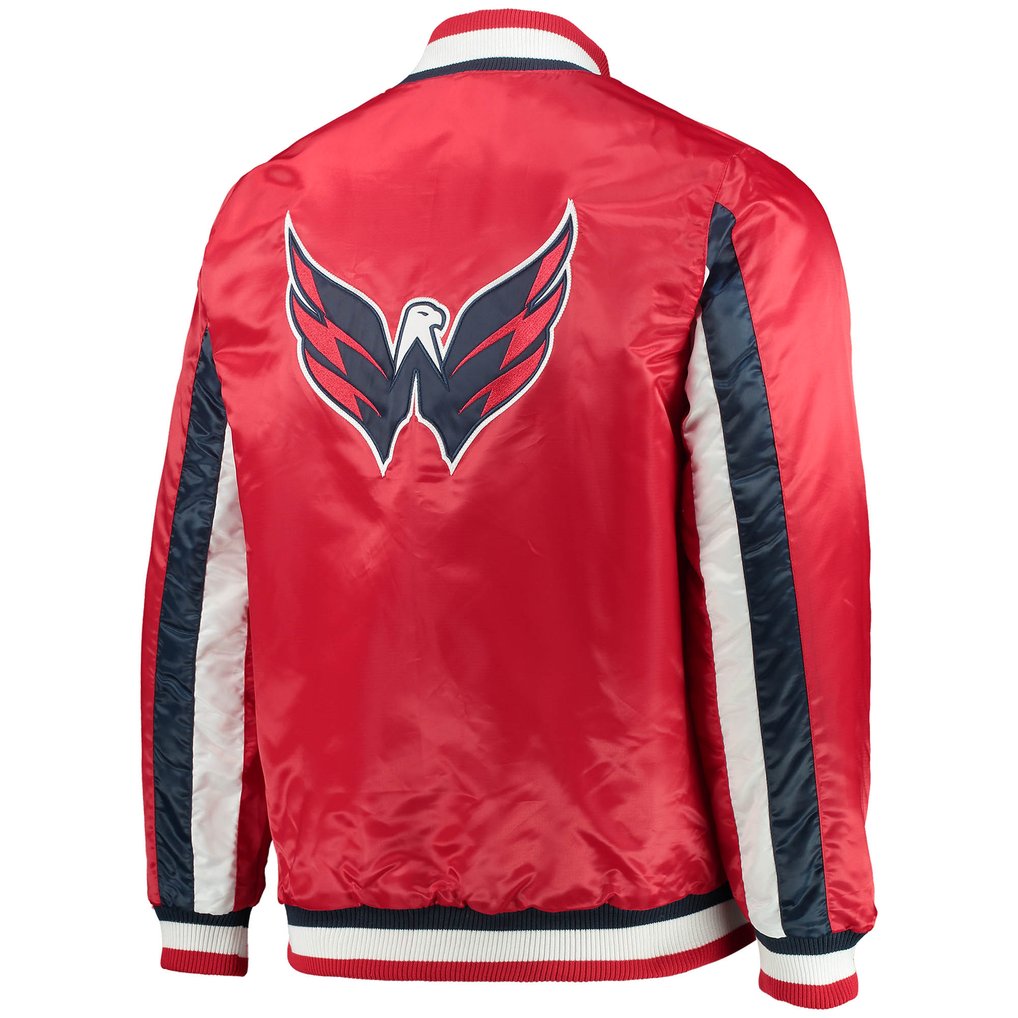 Washington Capitals Starter The Ace Varsity Full-Snap Satin Jacket - Red/Black