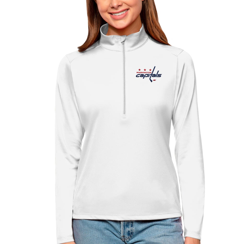 Washington Capitals Antigua Women's Tribute Quarter-Zip Pullover Top - White