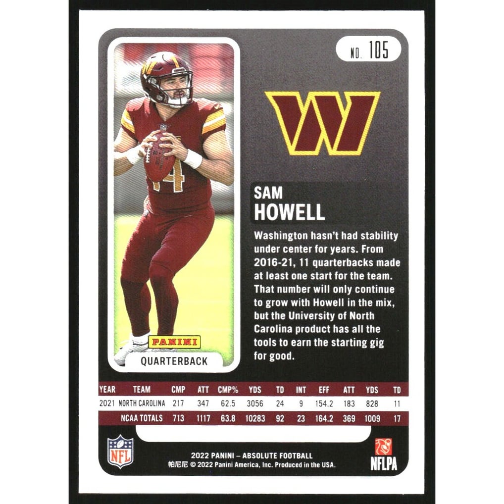 2022 Absolute Red #105 Sam Howell