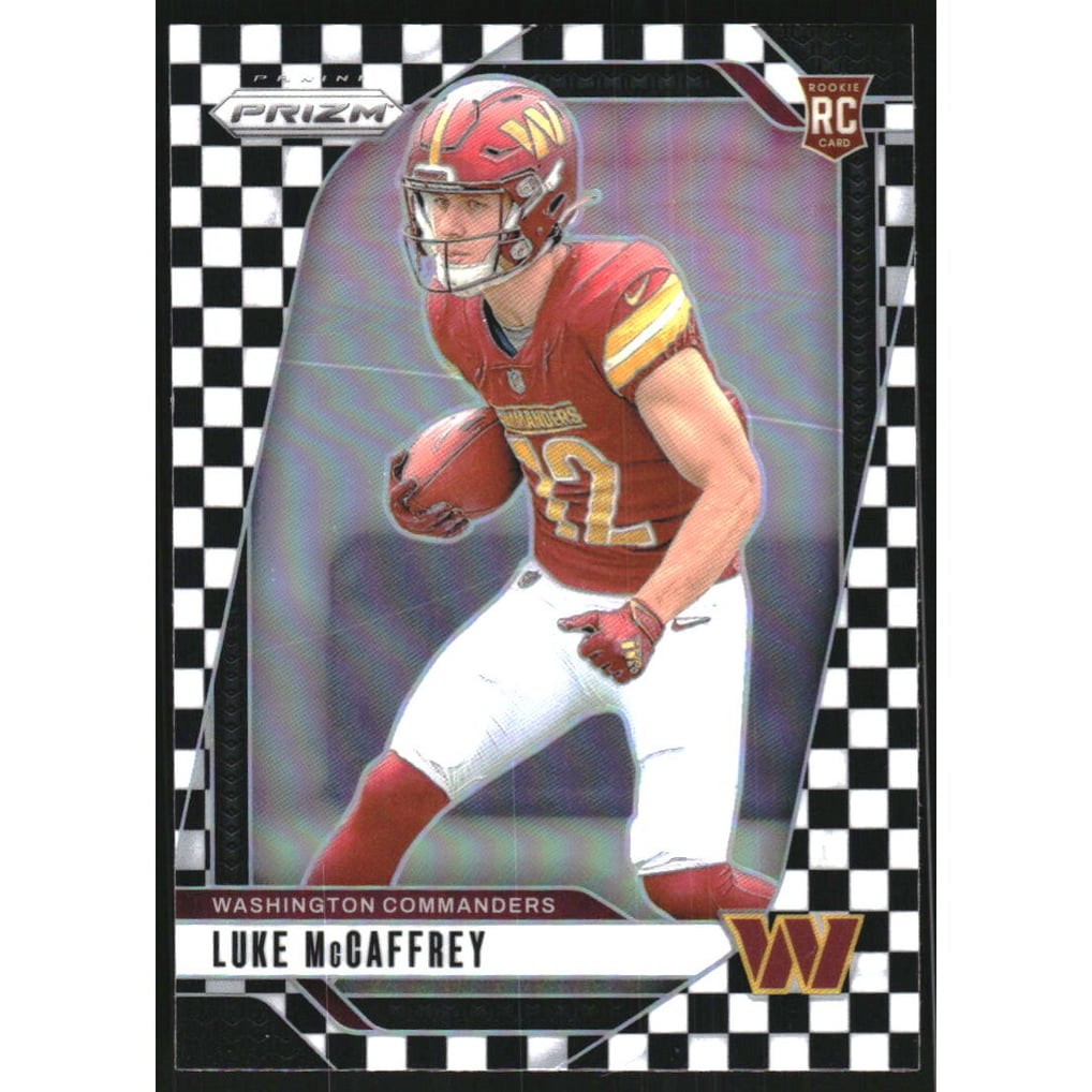 2024 Panini Prizm Prizms Black and White Checker #367 Luke McCaffrey