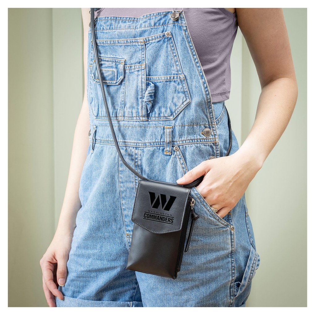 Washington Commanders Hybrid Leather Crossbody Cell Phone Wallet - Black