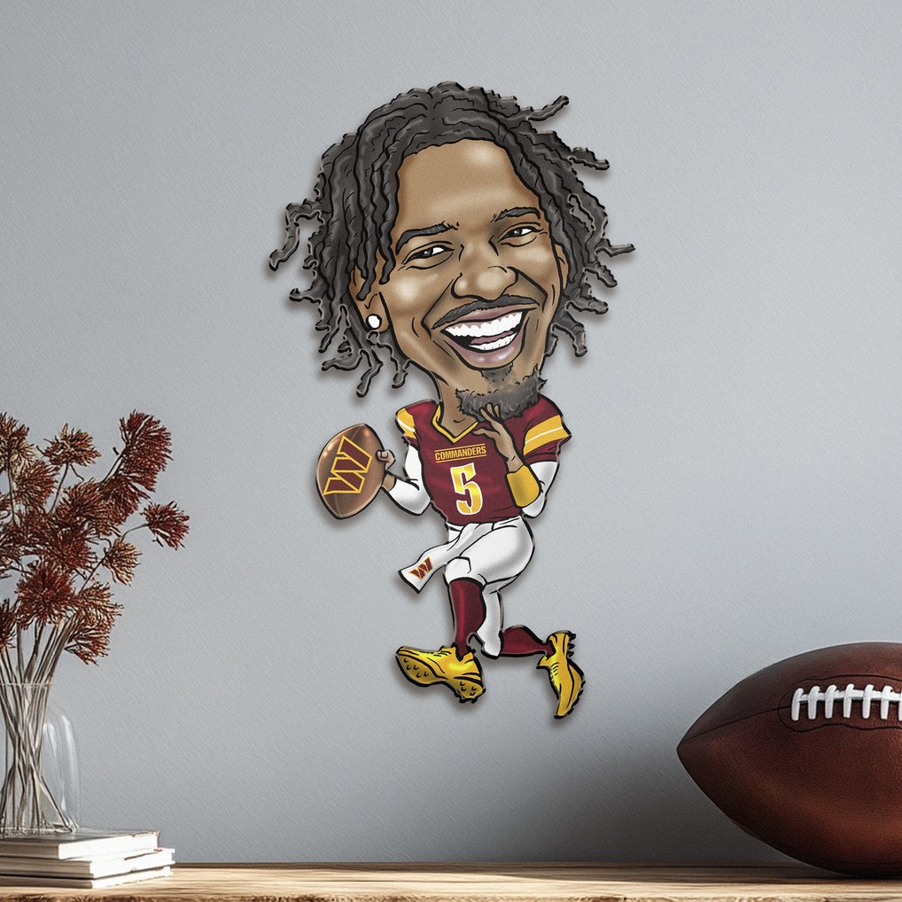 Jayden Daniels Washington Commanders Metal Caricature Wall Art