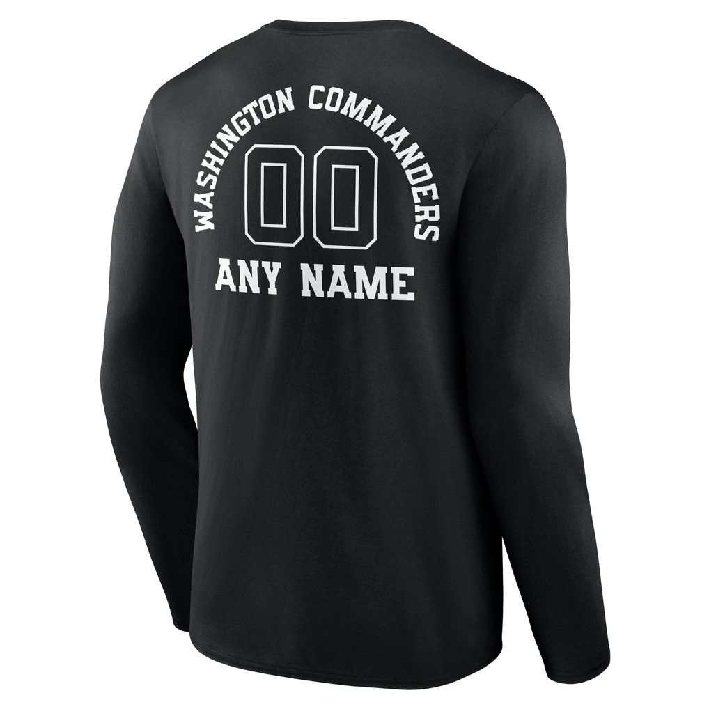 Washington Commanders Personalized Name & Number Monochrome Long Sleeve T-Shirt - Black