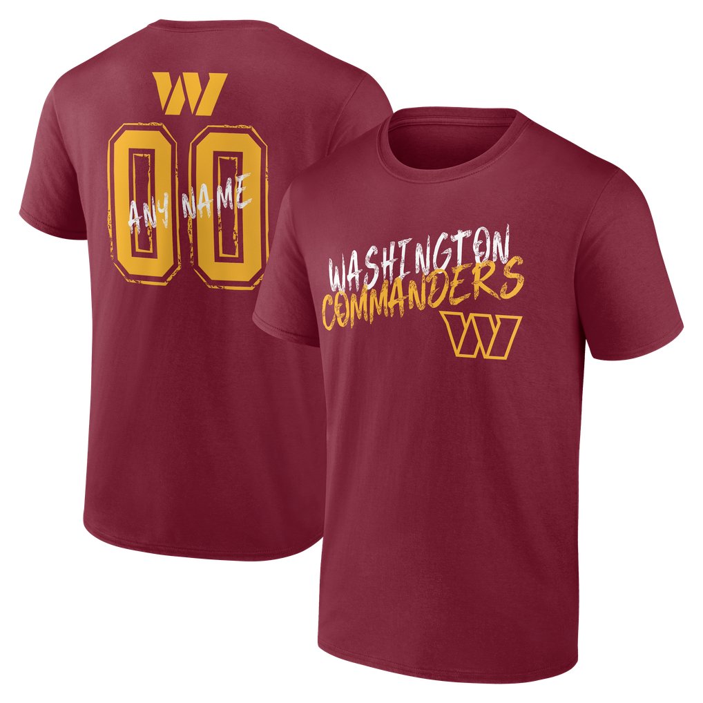 Washington Commanders Hustle Personalized Name & Number T-Shirt - Burgundy