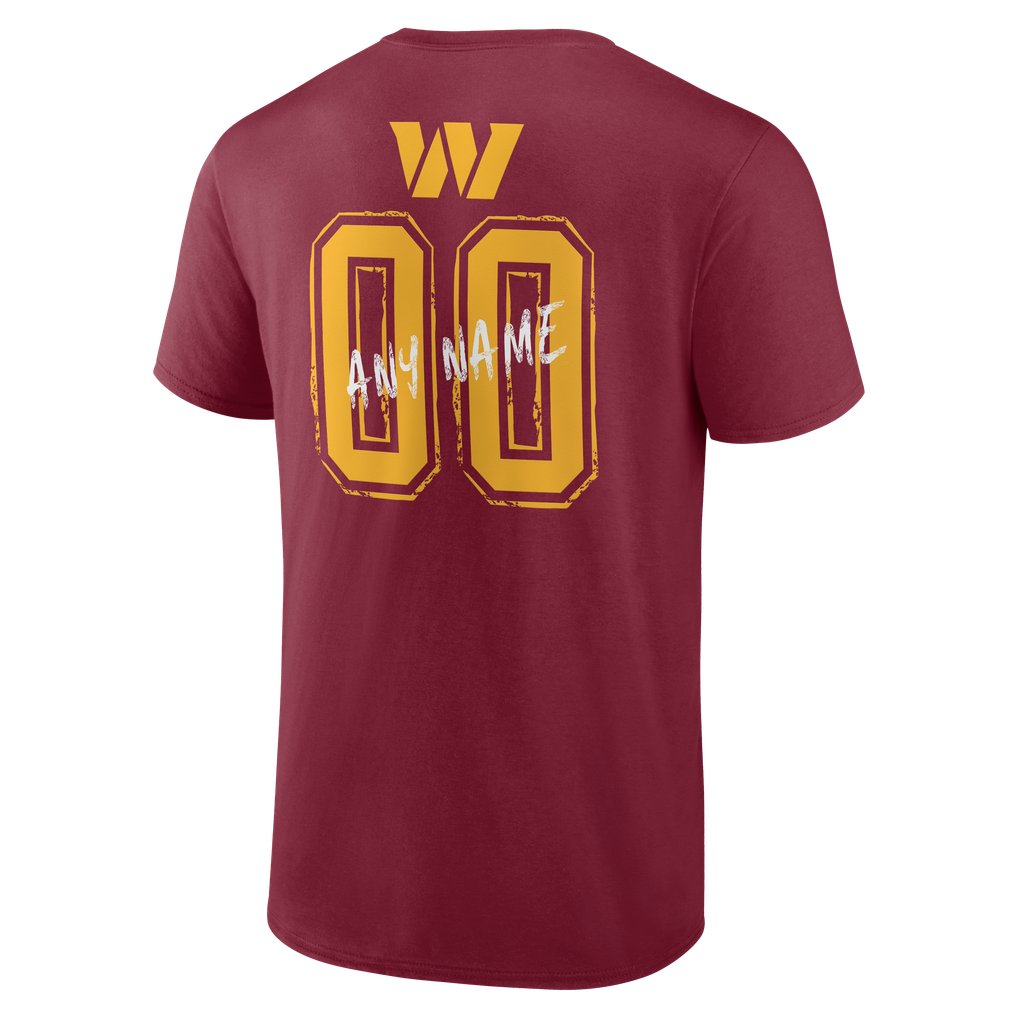 Washington Commanders Hustle Personalized Name & Number T-Shirt - Burgundy
