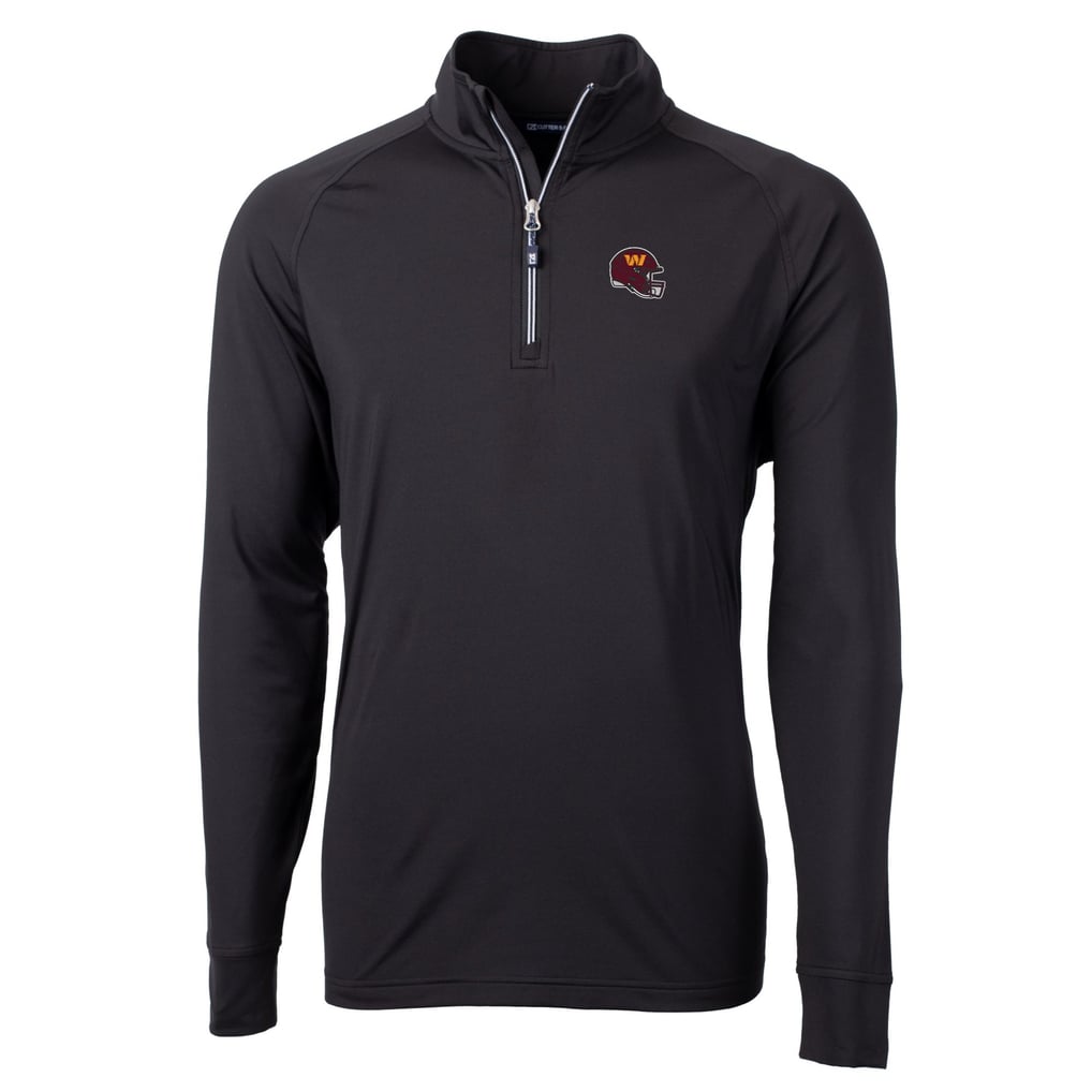  Washington Commanders Cutter & Buck Helmet Adapt Eco Knit Stretch Recycled Quarter-Zip Pullover Top - Black