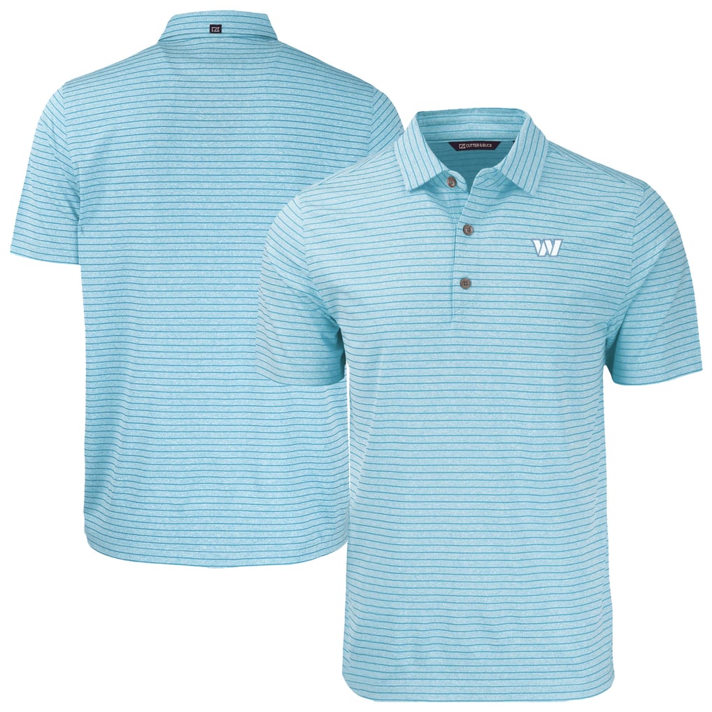 Washington Commanders Cutter & Buck Men's Forge Eco Heathered Stripe Stretch Recycled Polo - Mint