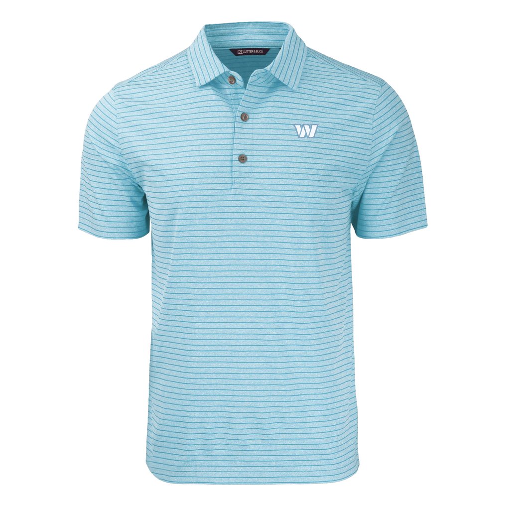 Washington Commanders Cutter & Buck Men's Forge Eco Heathered Stripe Stretch Recycled Polo - Mint