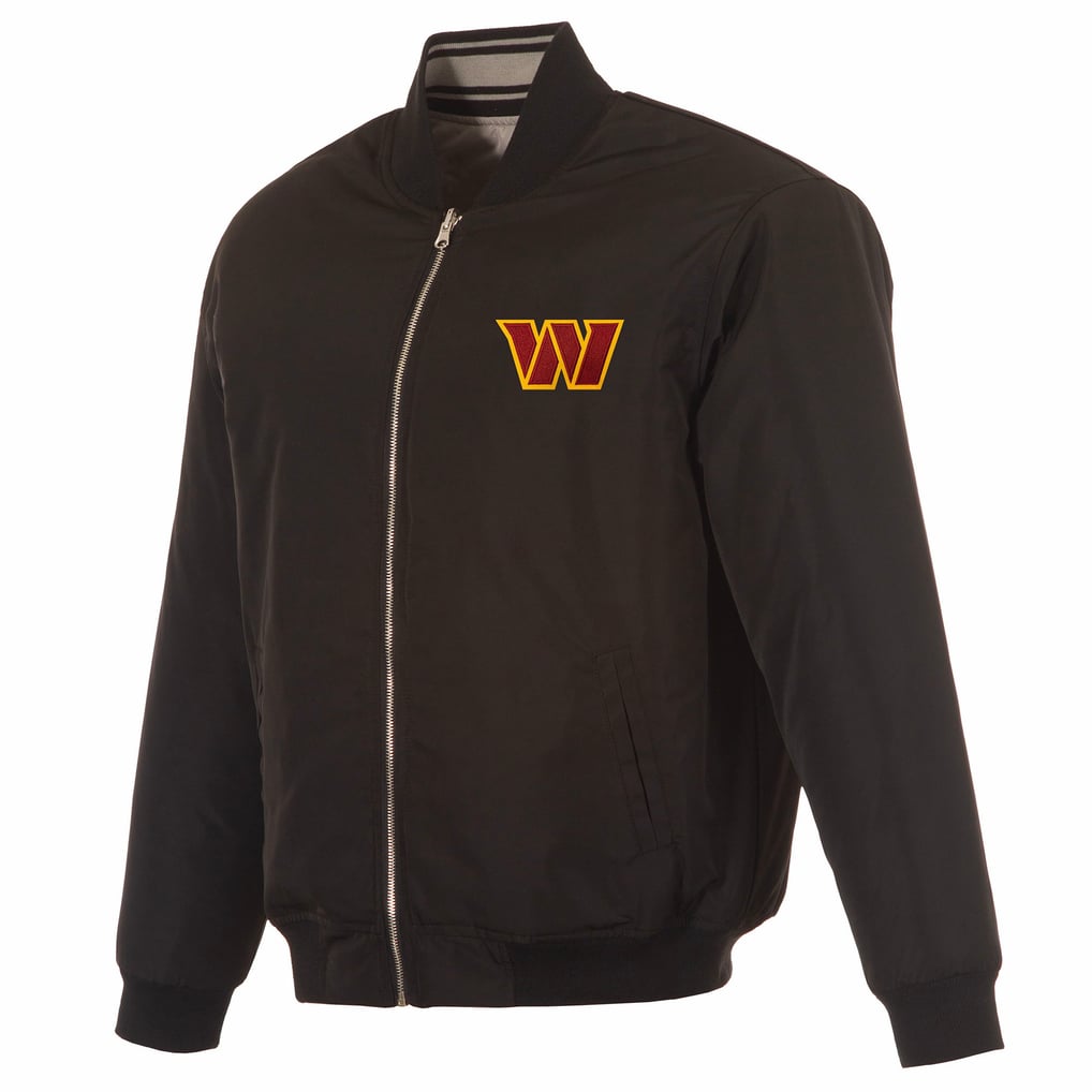  Washington Commanders JH Design Full-Zip Reversible Flight Jacket - Black/Gray