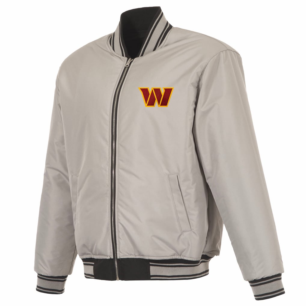  Washington Commanders JH Design Full-Zip Reversible Flight Jacket - Black/Gray