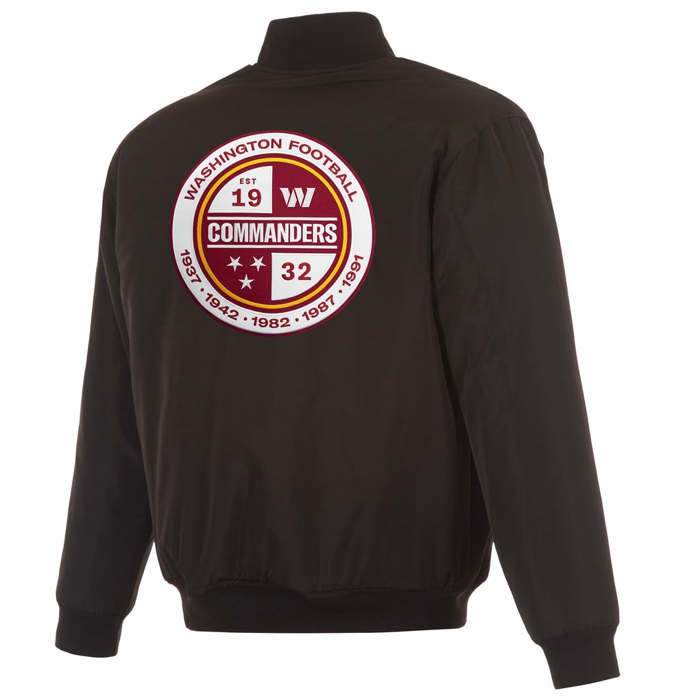  Washington Commanders JH Design Full-Zip Reversible Flight Jacket - Black/Gray