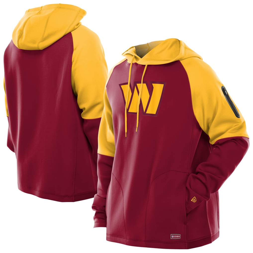  Washington Commanders New Era Combine Authentic Color Block Raglan Pullover Hoodie - Burgundy