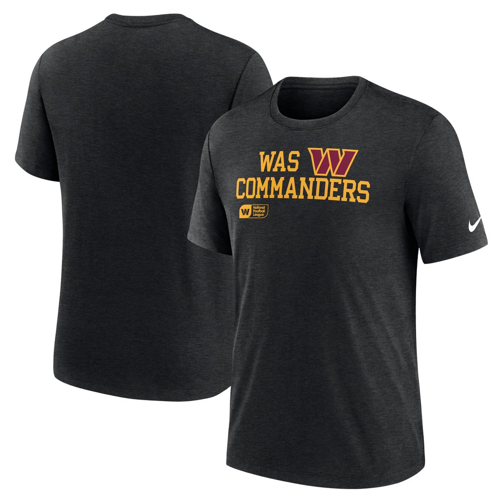 Washington Commanders Nike Overlap Lockup Tri-Blend T-Shirt - Black