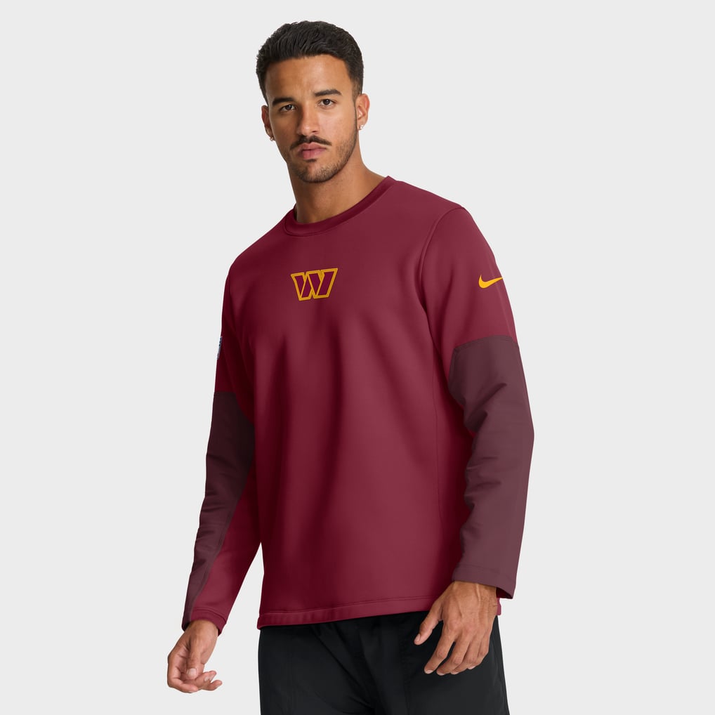 Washington Commanders Nike Sideline Coaches Midweight Therma-FIT Crew Pullover - Burgundy