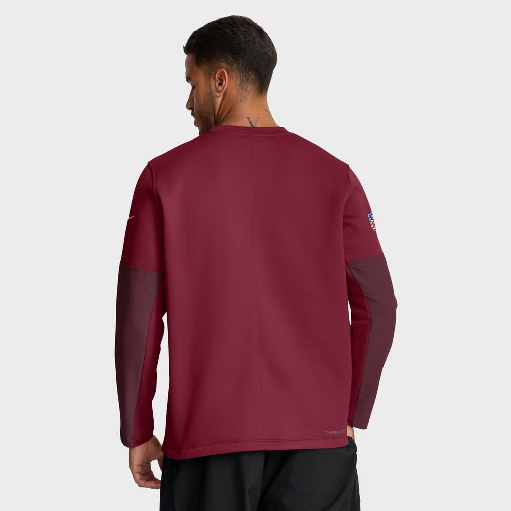 Washington Commanders Nike Sideline Coaches Midweight Therma-FIT Crew Pullover - Burgundy