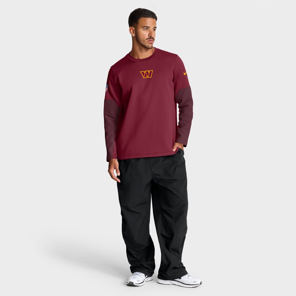 Washington Commanders Nike Sideline Coaches Midweight Therma-FIT Crew Pullover - Burgundy