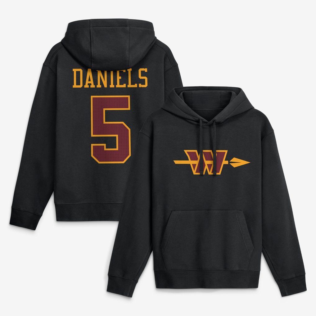 Jayden Daniels Washington Commanders Nike Name & Number Hoodie – Black