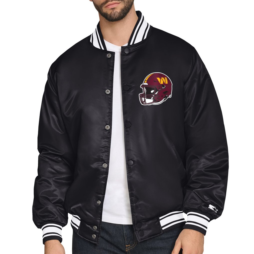  Washington Commanders Starter Printed Triangle Graphic Satin Full-Snap Varsity Jacket - Black