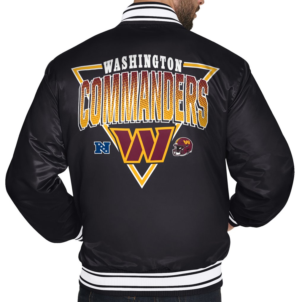  Washington Commanders Starter Printed Triangle Graphic Satin Full-Snap Varsity Jacket - Black